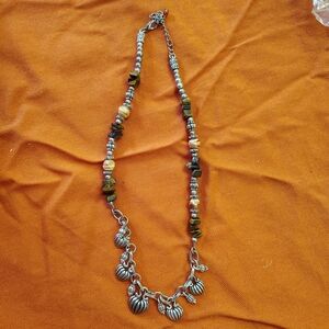 Silver and Brown Beaded Necklace